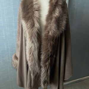 Luxurious Faux Fur Trimmed Cape